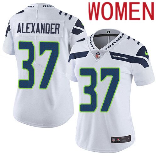 Women Seattle Seahawks #37 Shaun Alexander Nike White Vapor Limited NFL Jersey->women nfl jersey->Women Jersey